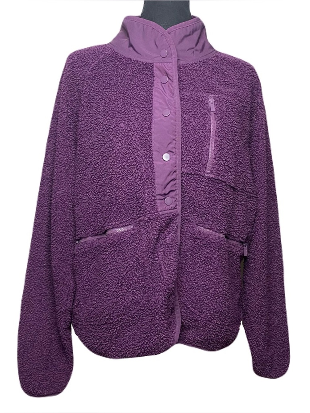 Victoria's Secret PINK Cozy Snap Jacket Teddy Fleece Purple Women's Medium